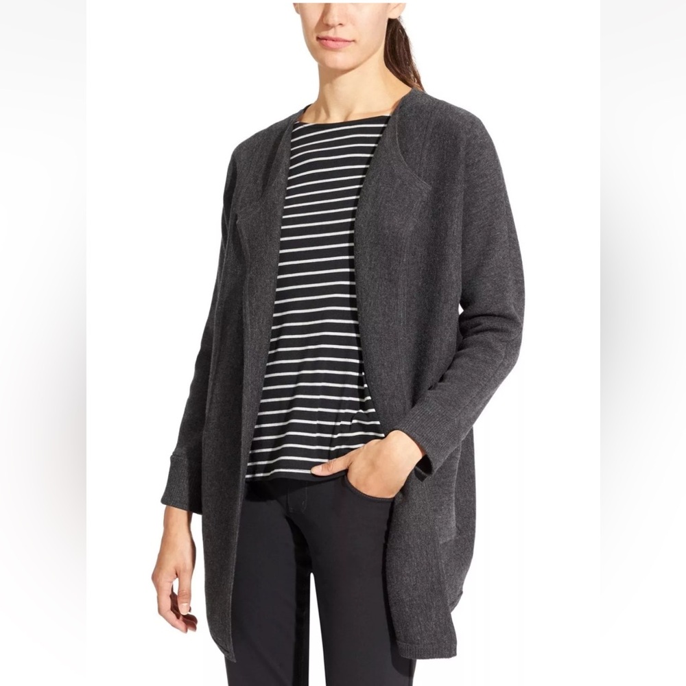 Athleta Chill Chaser Wool Blend Open Front Sweater In Gray W1687 Sz XS